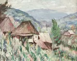 Samuel Mützner, Vedere spre Piatra Craiului, ulei pe carton