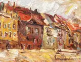 Stradă din Augsburg by Rudolf Schweitzer–Cumpăna, 1938, ulei pe pânză lipită pe carton, sold Jun 2018