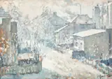 Prima zăpadă by Constantin Isachie Popescu, ulei pe carton, sold Jun 2018