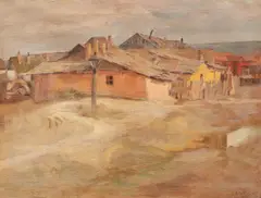 Case dobrogene by Constantin Artachino, 1910, ulei pe pânză, sold Jun 2018