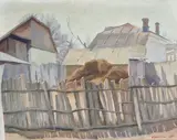 Cicerone Popescu, Ogradă, 1953, ulei pe carton