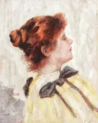 Ștefan Luchian, Tânără pariziancă, 1891-1893, ulei și guașă pe pânză lipită pe carton