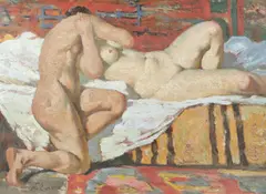 Sărutul by Nicolae Enea, ulei pe carton, offered Jun 2018