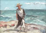 Pe malul mării by Gheorghe Petrașcu, 1937, ulei pe carton, offered Jun 2018