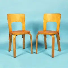 Alvar Aalto, Pereche de scaune model 66, lemn de fag