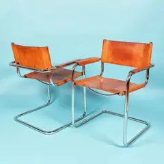 Mart Stam, Pereche de scaune S31 Cantilever, cca. 1970, piele; oțel cromat