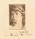 Nicolae Vermont, Portret cu cosiţe, acvaforte