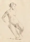 Nud by Nicolae Vermont, peniţă pe hârtie, sold May 2018