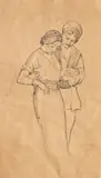Cuplu by Nicolae Vermont, peniță pe hârtie, sold May 2018