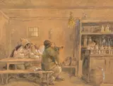 Idilă by Ignat Bednarik, acuarelă pe hârtie lipită pe carton, sold May 2018