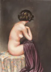 Aşteptare by Mişu Teişanu, pastel pe carton, sold May 2018