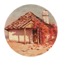 Pridvorul casei by Mişu Teişanu, ulei pe carton, offered May 2018