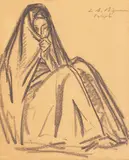 Leon Biju, Tătăroaică, 1930-1932, cărbune pe hârtie
