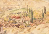 Constantin Mihalcea-Bragă, Peisaj din Crimeea, 1942, acuarelă pe hârtie