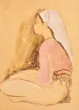 Nicolae Tonitza, Micuţa tătăroaică, 1937, creion, acuarelă şi guaşă pe hârtie lipită pe carton