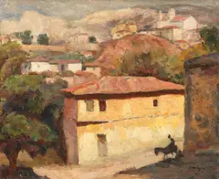 Peisaj din Balcic by Samuel Mützner, 1935-1938, ulei pe pânză lipită pe carton, offered May 2018