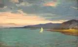 Peisaj romantic by Kimon Loghi, ulei pe pânză, sold May 2018
