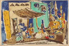 Café arabe by Marcel Janco, 1942, cromolitografie, sold May 2018