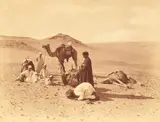Félix Adrien Bonfils, Pauză de rugăciune în deșert, 1867, hârtie fotografică cu albumină