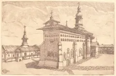 Anton Kaindl, Mănăstirea Neamţ, provine din colecţia ing. Ion D. Ghica, 1928, acvaforte