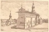 Anton Kaindl, Mănăstirea Neamţ, provine din colecţia ing. Ion D. Ghica, 1928, acvaforte