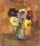 Eugen Mihăescu, Panseluțe, 1965, ulei pe carton