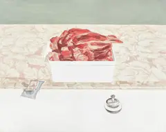 Carne by Matei Lazarescu, anii '70, ulei pe pânză, sold Apr 2018
