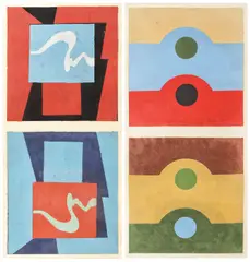 Vasile Dobrian, Orizonturi, linogravură cu intervenții de creion și guașă