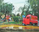Teona Toderel, Street view, 2018, ulei pe pânză