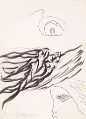 Visare by Sabin Bălașa, tuș și pix pe hârtie, sold Apr 2018