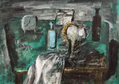Natură statică de atelier by Ioan Sbârciu, ulei pe carton, sold Apr 2018