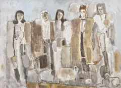 Păstorițe by Traian Brădean, 1972, ulei pe pânză, offered Apr 2018