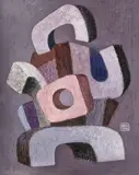 George Saru, Monument, 1999, ulei şi nisip pe pânză