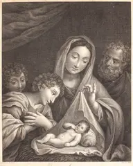 Joseph Maillet, ”Nașterea Domnului”, gravură după Charles le Brun, gravură cu dăltița