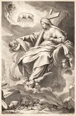 Jean Daullé, ”Fecioara Maria purtând Crucea”, gravură după Jacques Dumont, 1737, gravură cu dăltița
