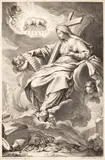 Jean Daullé, ”Fecioara Maria purtând Crucea”, gravură după Jacques Dumont, 1737, gravură cu dăltița
