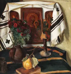 Colțul de rugăciune by Leon Biju, ulei pe carton, sold Mar 2018