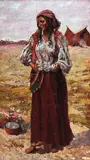 Ghicitoare cu ghiocul by Octav Băncilă, ulei pe pânză, sold Mar 2018