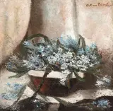 Coş cu viorele by Octav Băncilă, ulei pe pânză, sold Mar 2018