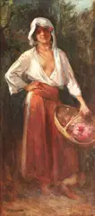 Florăreasă by Nicolae Vermont, ulei pe pânză, sold Mar 2018