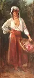 Florăreasă by Nicolae Vermont, ulei pe pânză, sold Mar 2018