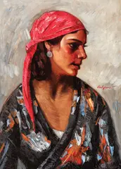 Baticul roșu by Petre Bulgăraş, ulei pe carton, sold Mar 2018