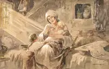 Puii mamei by Ignat Bednarik, acuarelă pe hârtie lipită pe carton, sold Mar 2018