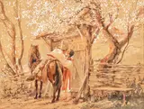 Ultimul sărut by Ignat Bednarik, acuarelă pe hârtie lipită pe carton, sold Mar 2018