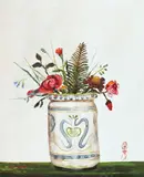 Vas italian cu flori by Ștefan Câlția, 1996, ulei pe pânză, sold Mar 2018