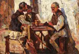La cârciumă by Rudolf Schweitzer–Cumpăna, 1928, ulei pe carton, offered Mar 2018