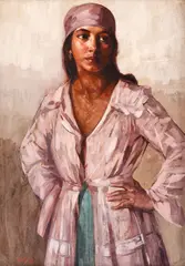 Chivuță by Petre Bulgăraş, 1929, ulei pe carton, sold Mar 2018