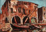 Chioggia by Gheorghe Petrașcu, 1924, ulei pe carton, sold Mar 2018