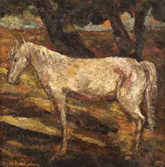 Armăsar by Octav Băncilă, ulei pe pânză, sold Mar 2018