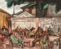 Iosif Iser, Cafeneaua din Bazargic, 1920, ulei pe pânză